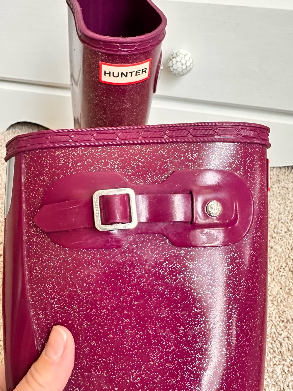Hunter Original Tall Glitter Rain Boots Purple US 6 EU 37 - Picture 6 of 10